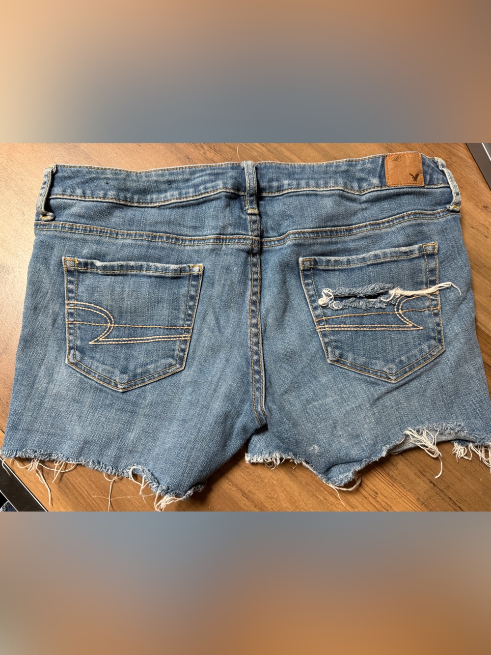 American Eagle Distressed Denim Shorts | Frayed Hem | Women’s Size 10